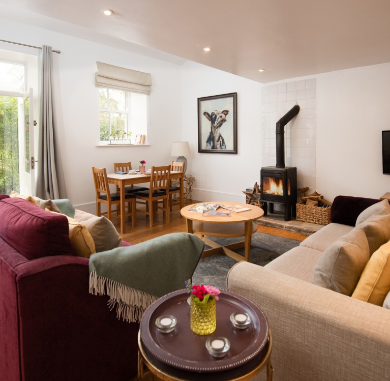 Cosy lounge with log burner in Northumberland cottage for two