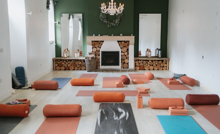 yoga mats in the garden room retreat