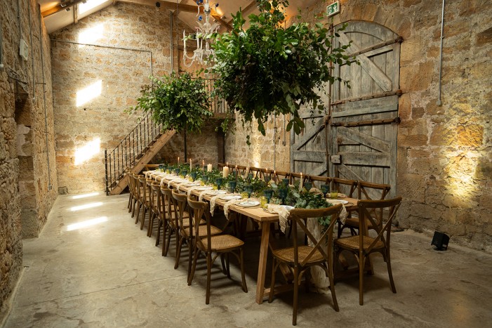 barn wedding dining