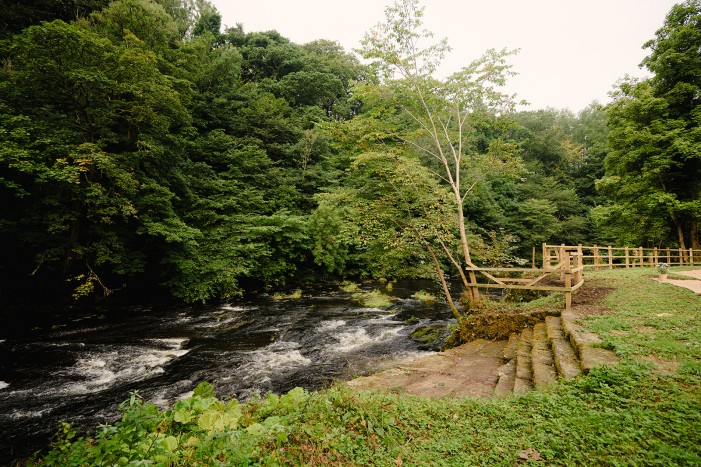 riverside steps at an outdoor wedding