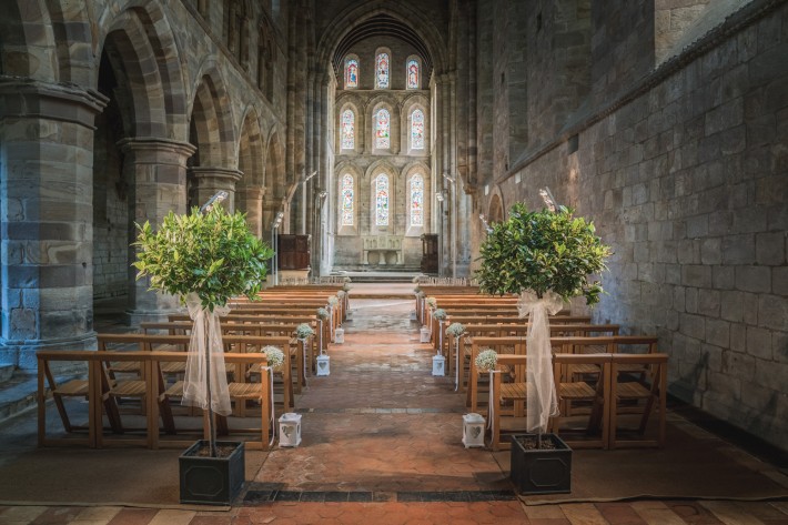wedding inside Brinkburn Priory Northumberland