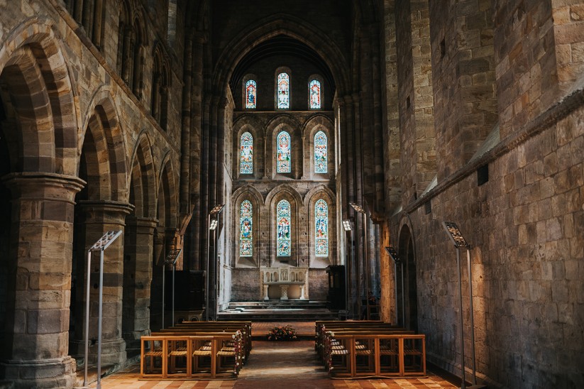 wedding inside Brinkburn Priory Northumberland