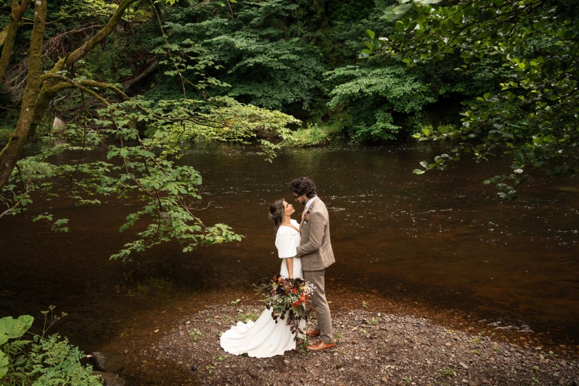 Riverside ceremony set up at brinkburn northumberland